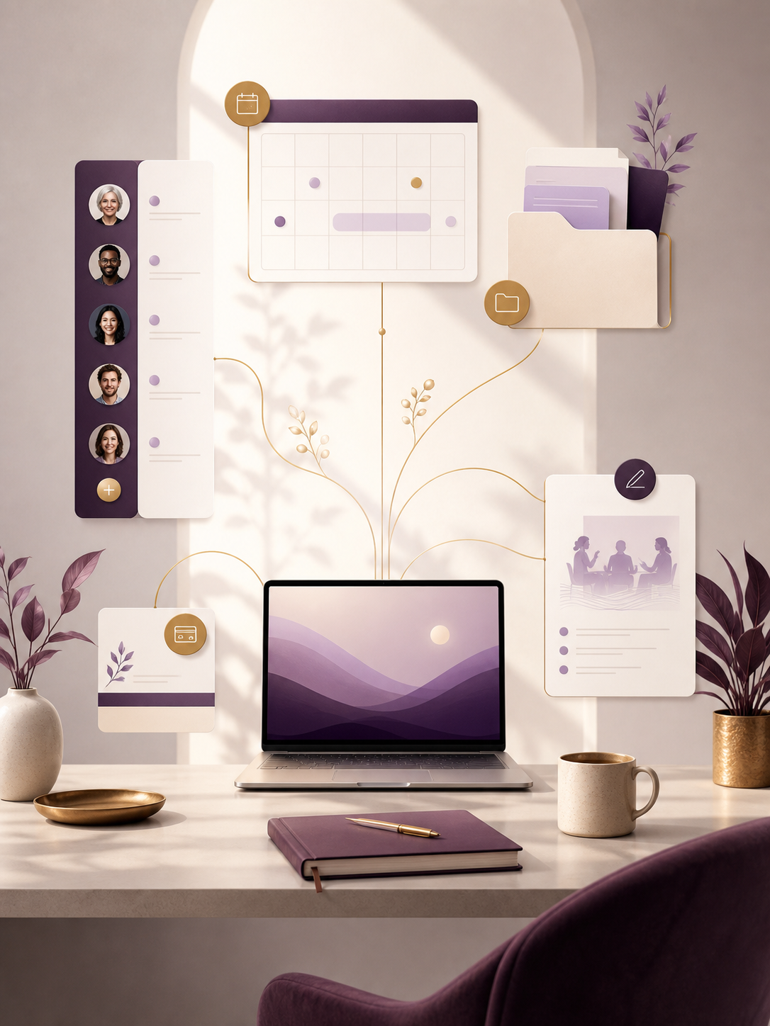 Illustration of a small association starting with an organized Asovex workspace