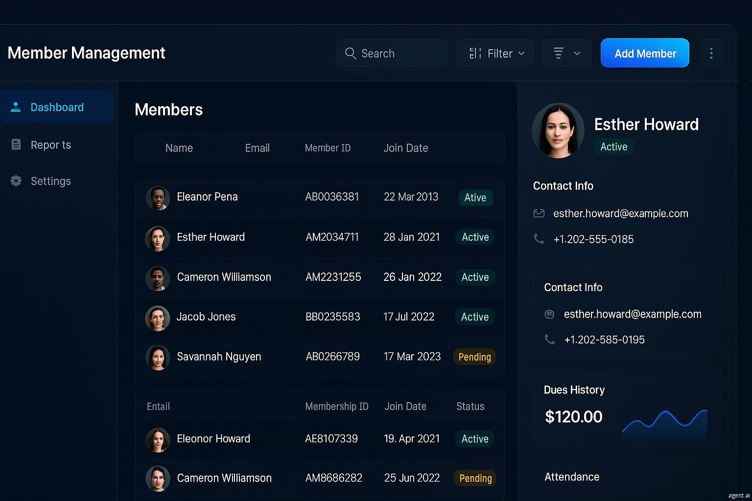 Member Management Interface
