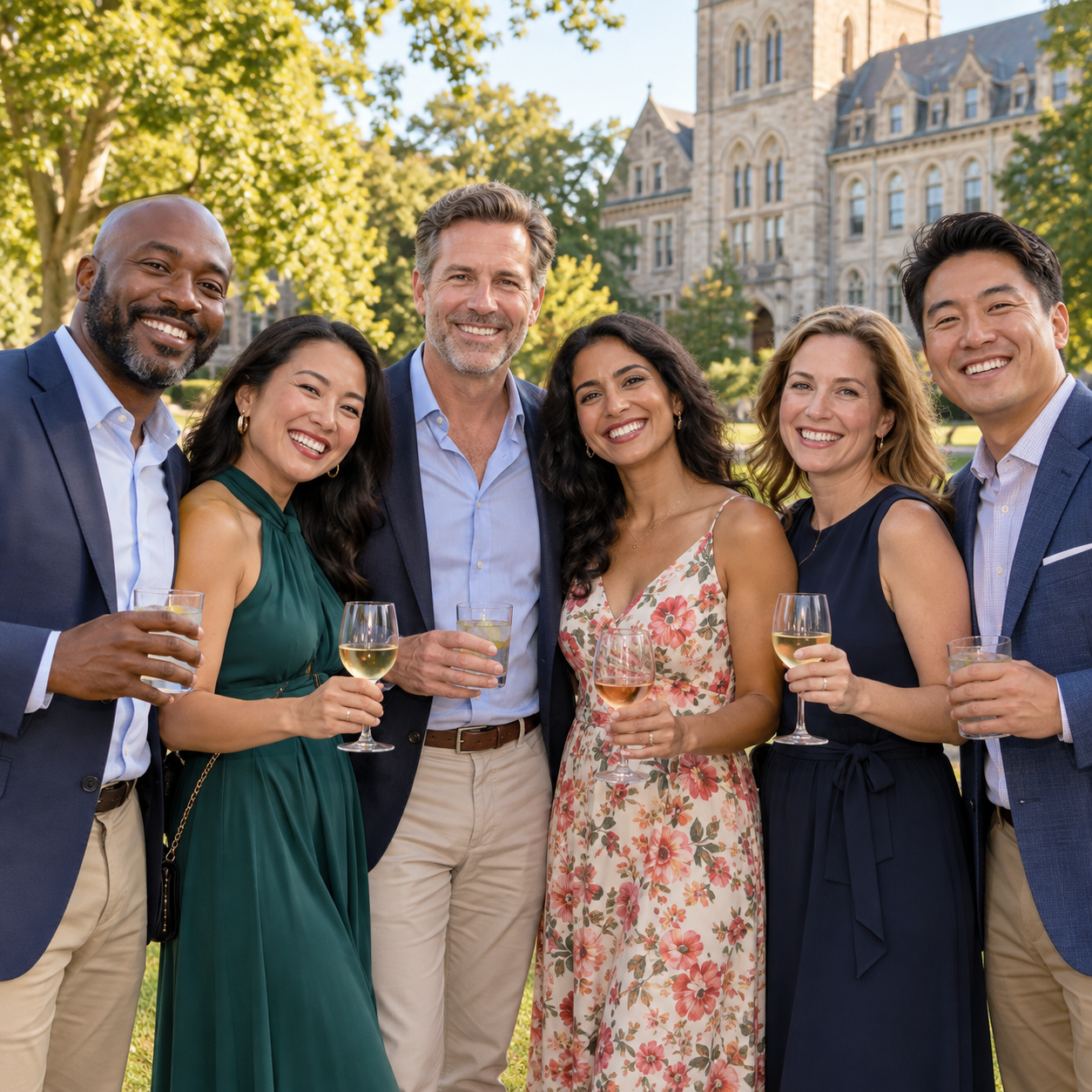 Alumni group officers reviewing long-term records