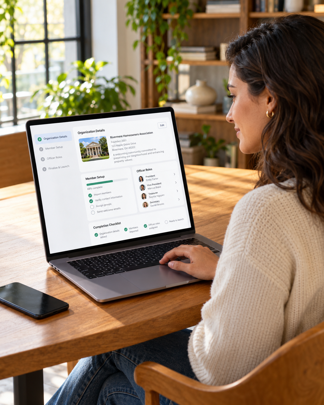 Association administrator setting up the digital workspace