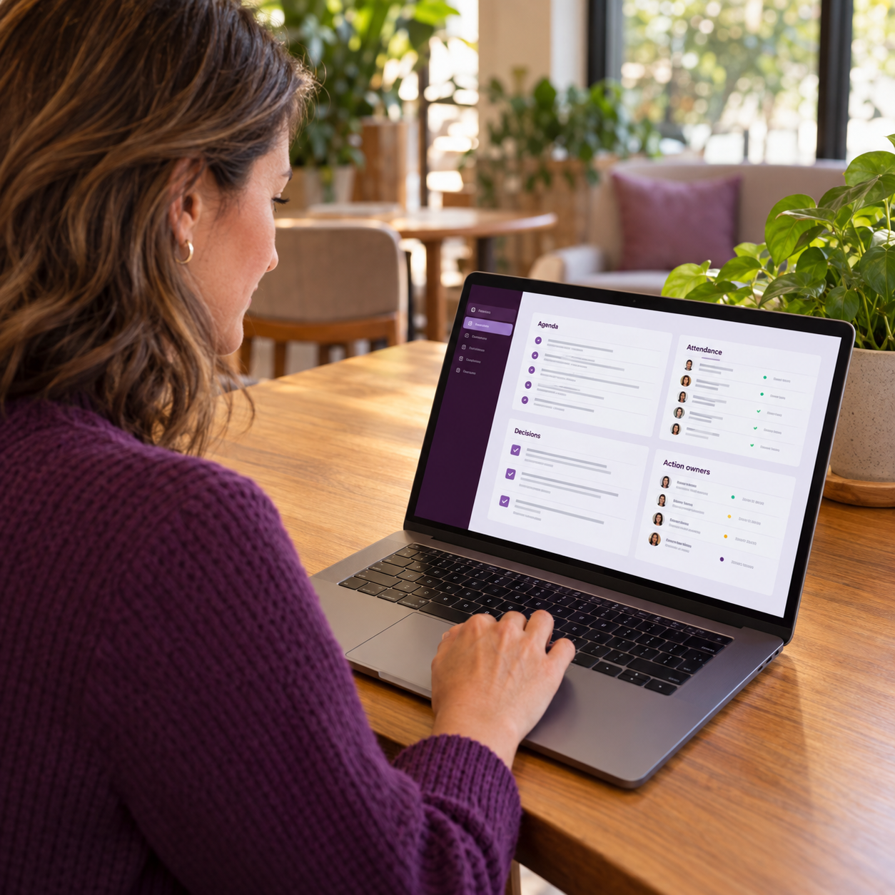 Secretary using the digital meeting workspace