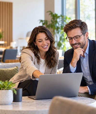 Colleagues reviewing a meeting summary