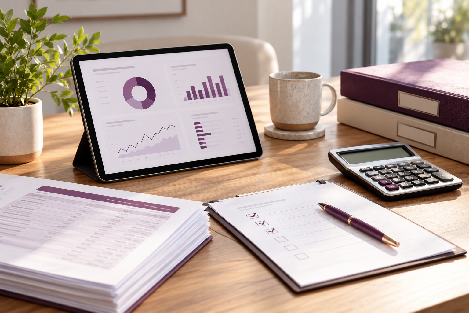 Organized association financial records and reporting workspace
